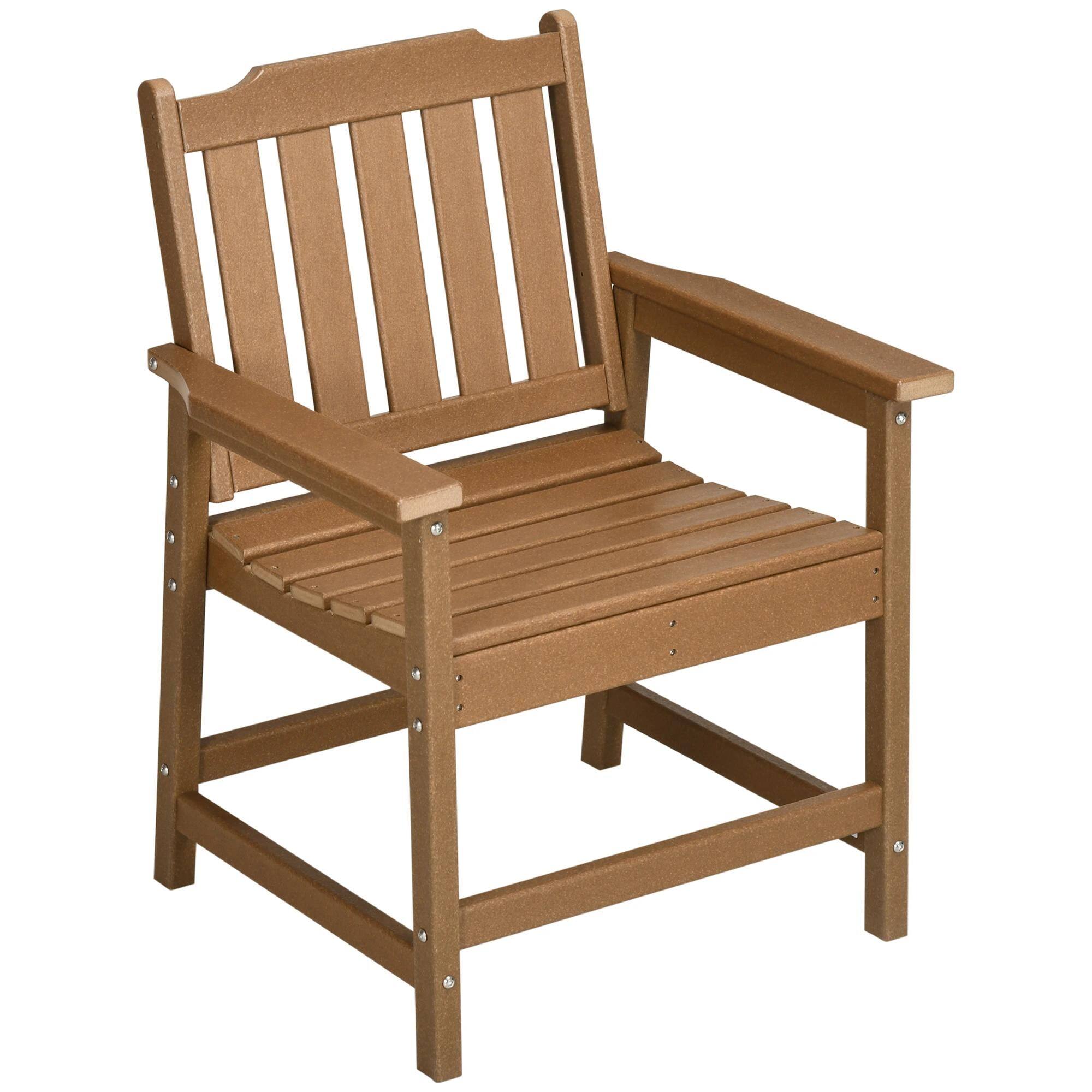 Front. Resenkos - Resenkos HDPE Patio Seat, Durable Wood-Like Outdoor Chair, Perfect for Garden, Deck, Heavy Duty & Weatherproof,Brown - Brown.