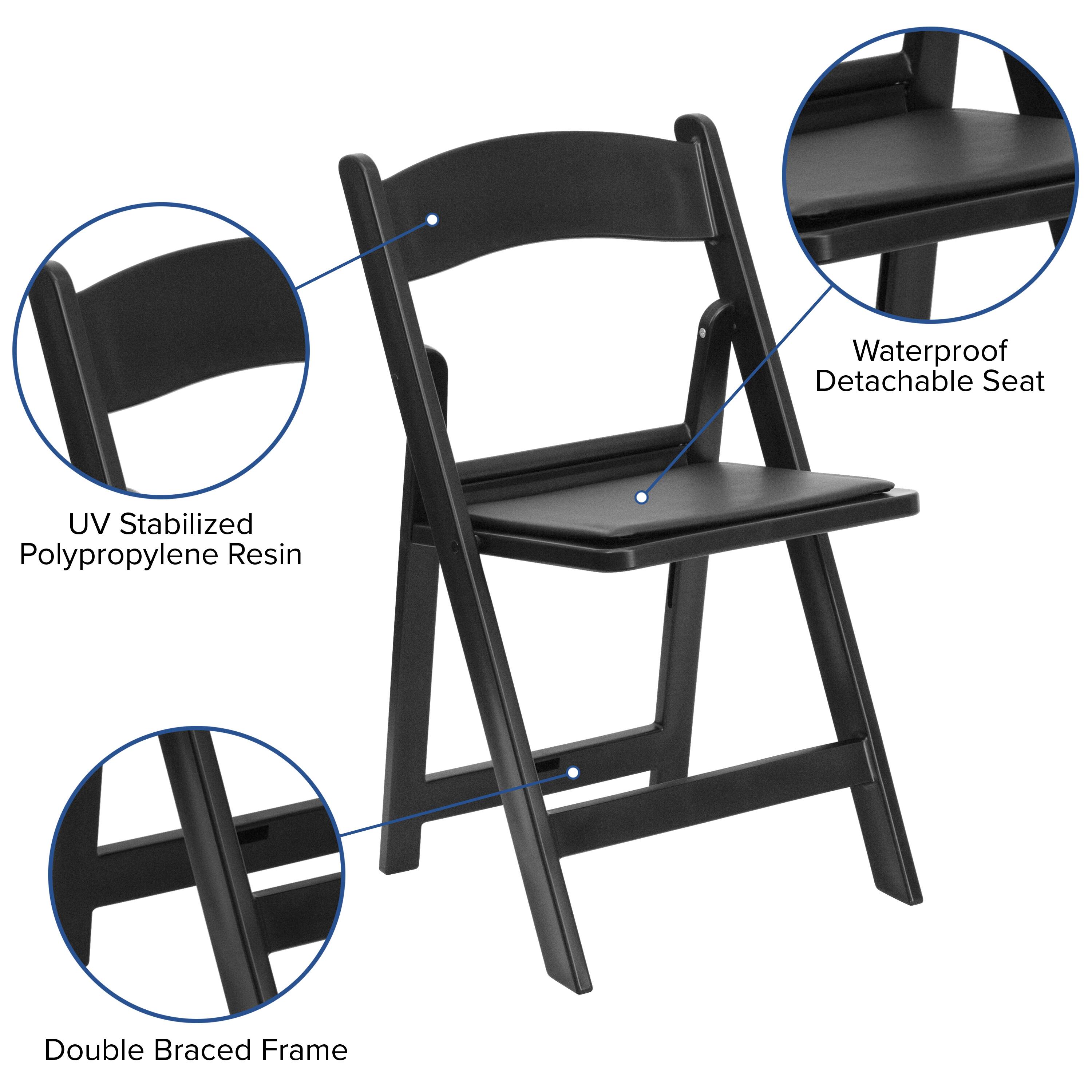 Waterproof Detachable Seat  
UV Stabilized Polypropylene Resin  
Double Braced Frame
