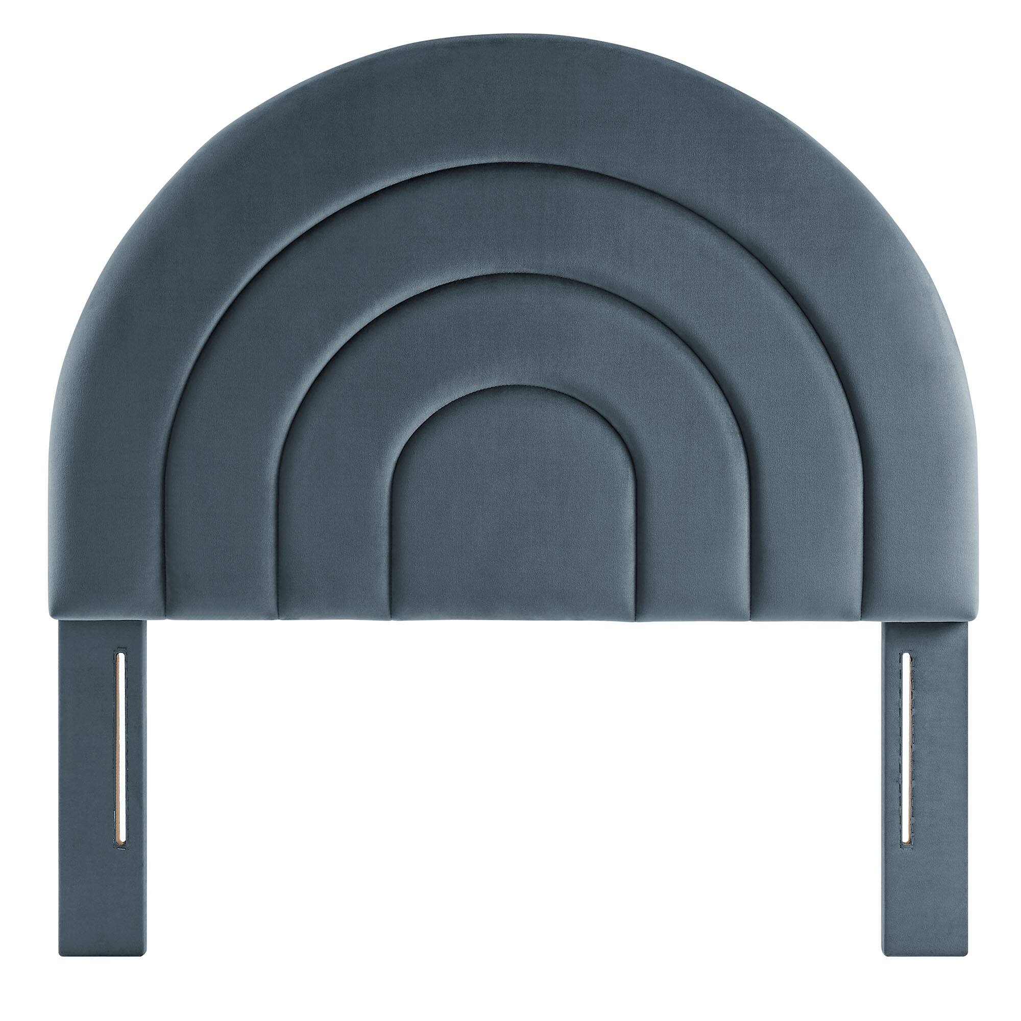 Back. Modway - Solana Arched Performance Velvet Twin Headboard by Modway - Blue.