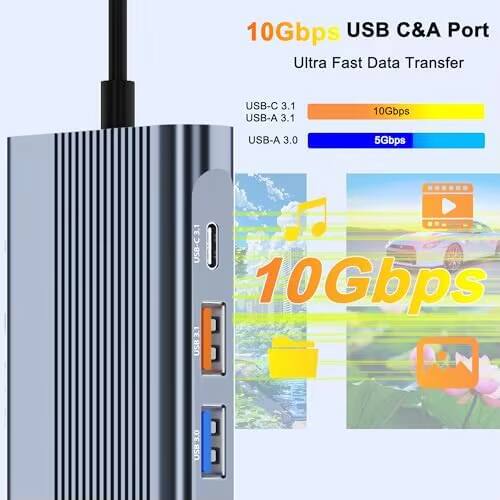 10Gbps USB C&A Port  
Ultra Fast Data Transfer  
USB-C 3.1  
USB-A 3.1 10Gbps  
USB-A 3.0 5Gbps  
USB-C 3.1 10Gbps  
USB 3.1  
IE 820
