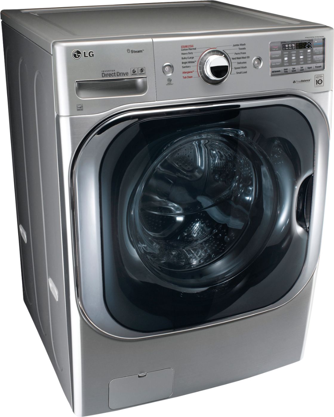 Angle View: LG - 5.2 Cu. Ft. High Efficiency Front-Load Washer with Steam and TurboWash Technology - Graphite steel