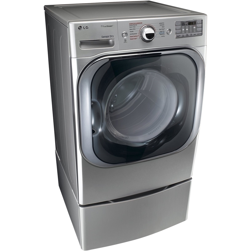 Left View: LG - 9.0 Cu. Ft. Gas Dryer with Steam and Sensor Dry - Graphite steel