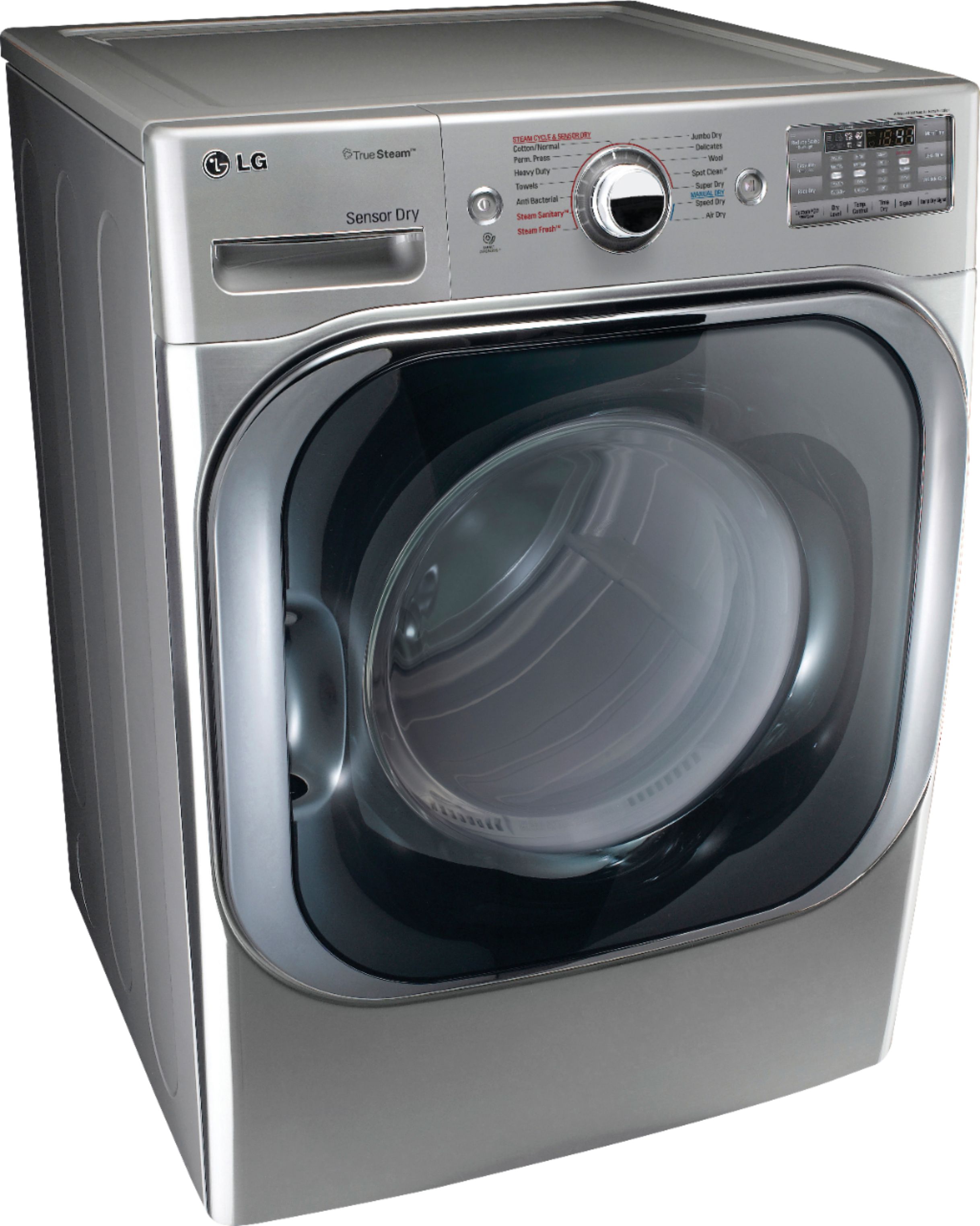 Angle View: LG - 9.0 Cu. Ft. Electric Dryer with Steam and Sensor Dry - Graphite steel