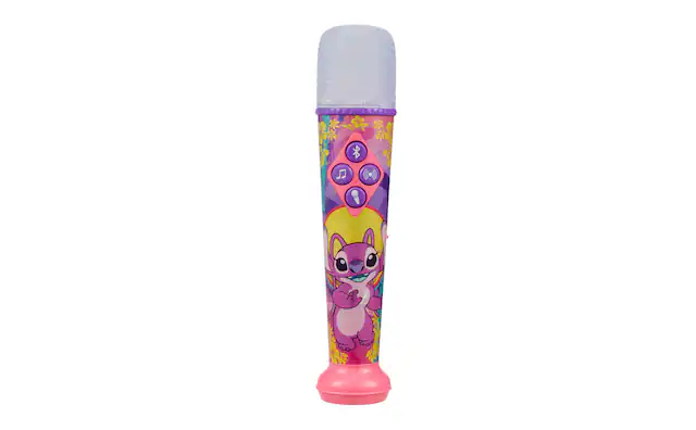 Front. eKids - Disney Stitch Angel Bluetooth Karaoke Microphone for Kids.