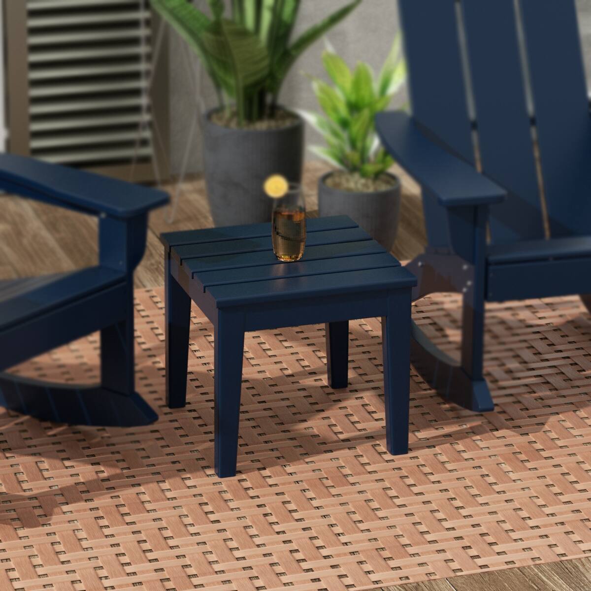 Angle. WestinTrends - WestinTrends Ashore Outdoor Patio Modern Adirondack Side Table - Navy Blue.