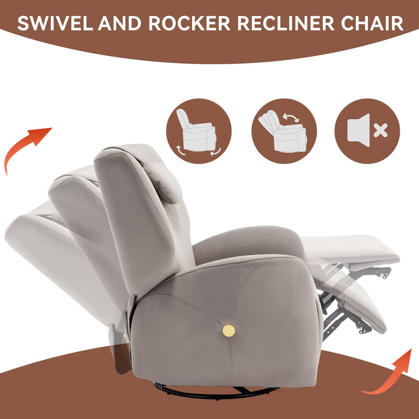 SWIVEL AND ROCKER RECLINER CHAIR x