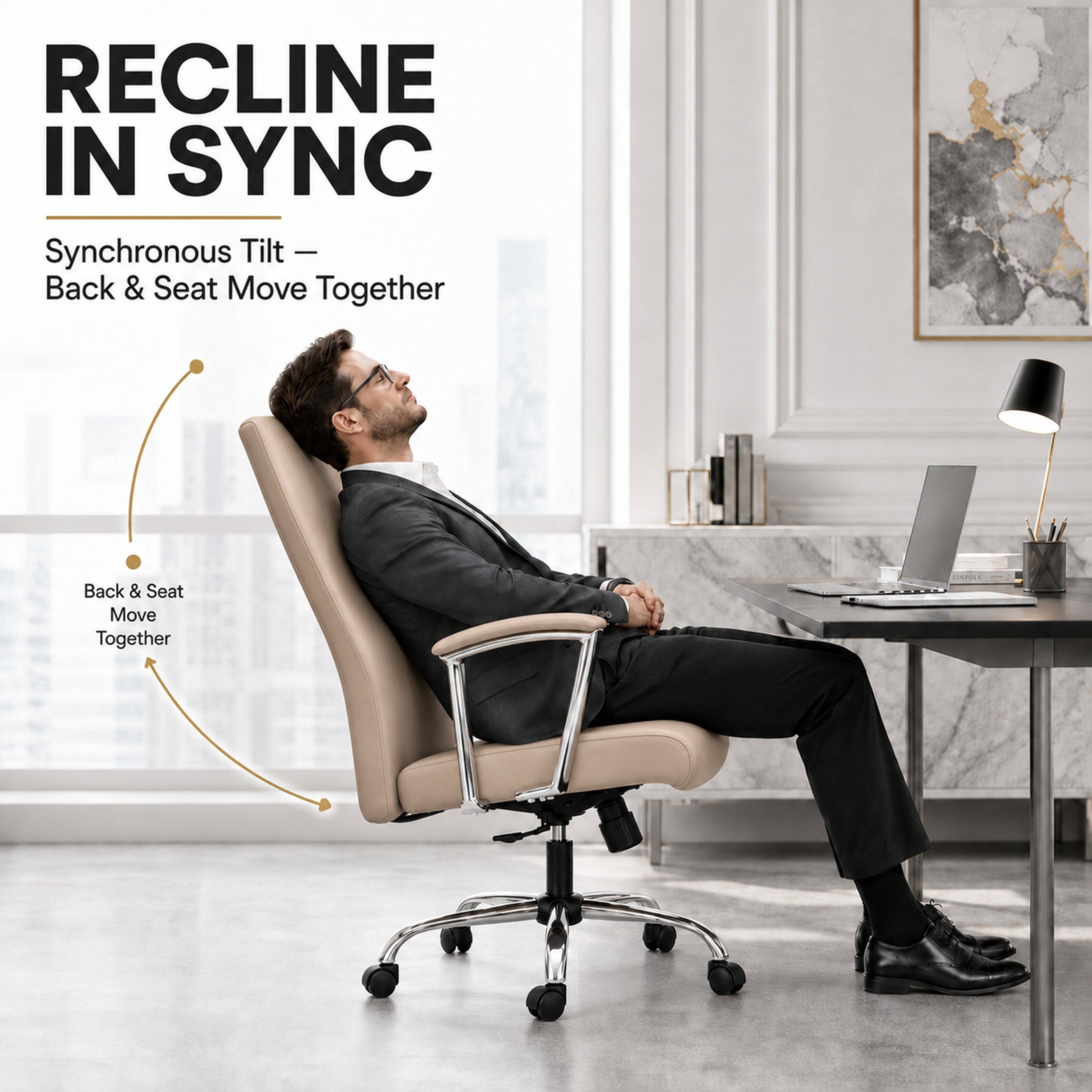 RECLINE IN SYNC  
Synchronous Tilt — Back & Seat Move Together  
Back & Seat Move Together