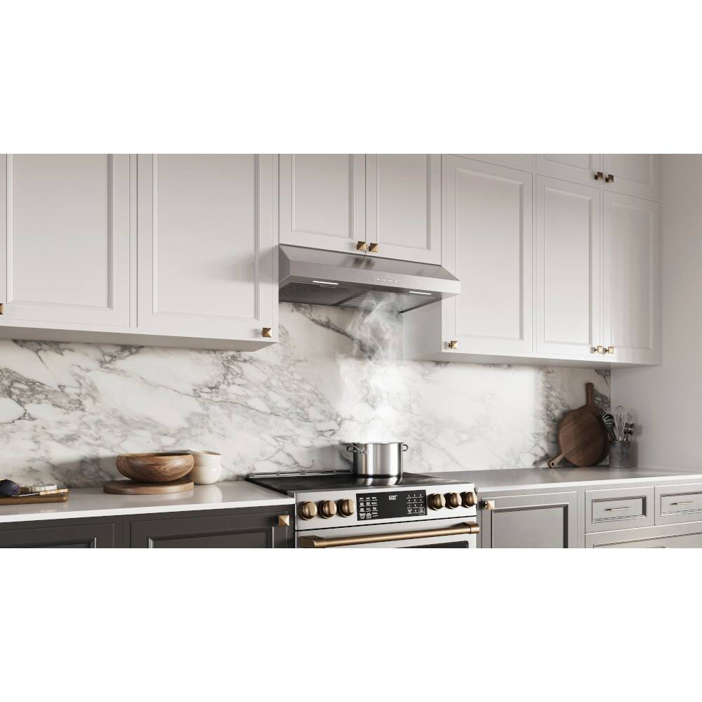 Alt View 8. Broan - Glacier 30-Inch 490 MAX Blower CFM 1.0 Sones Range Hood - Black.