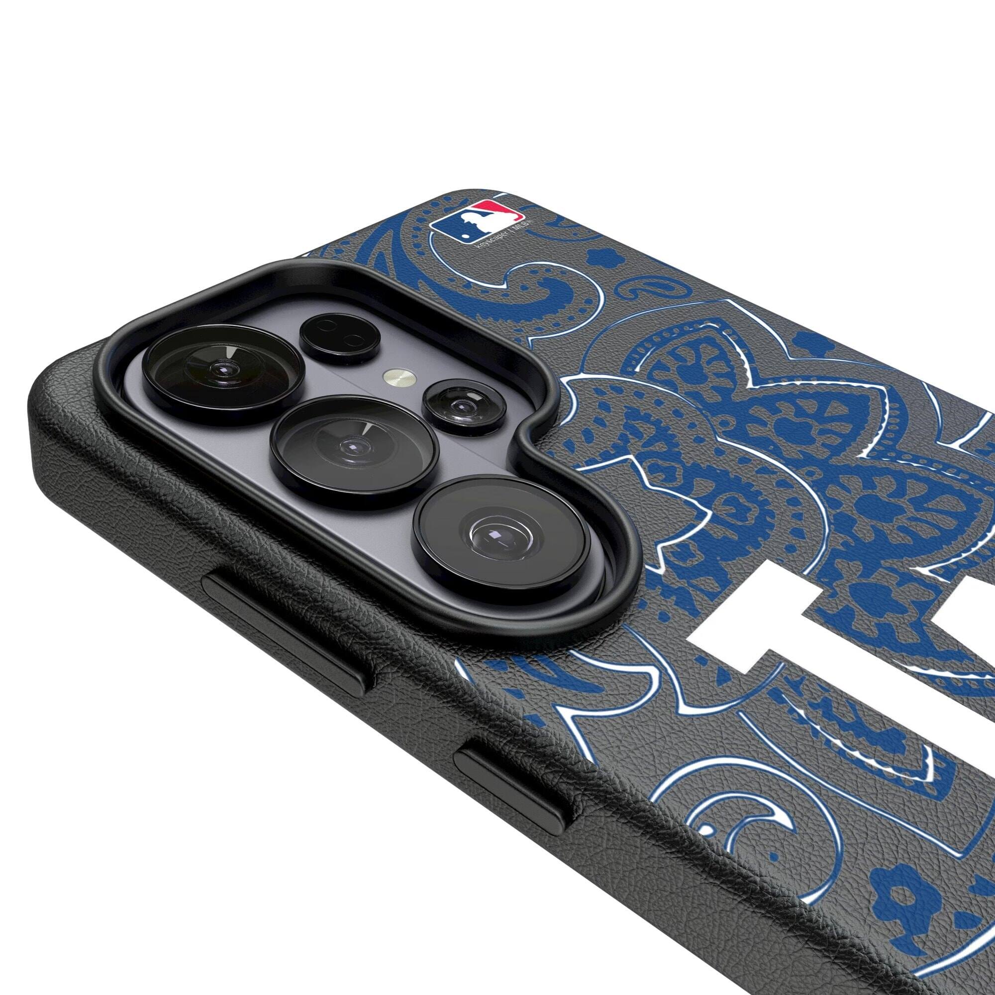 Alt View 2. Keyscaper - Los Angeles Dodgers Paisley Galaxy Magnetic Bump Case - S25 Ultra - Black.