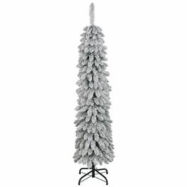 RYHNUYNE - 5FT Unlit Flocked Slim Pencil Christmas Tree With 301 Realistic Snow Tips - Green