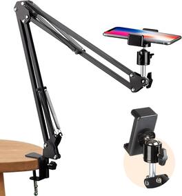TARION - Overhead Video Arm – Flexible Articulating Desk Phone Holder for Filming, Livestream, Photography, Video - Black