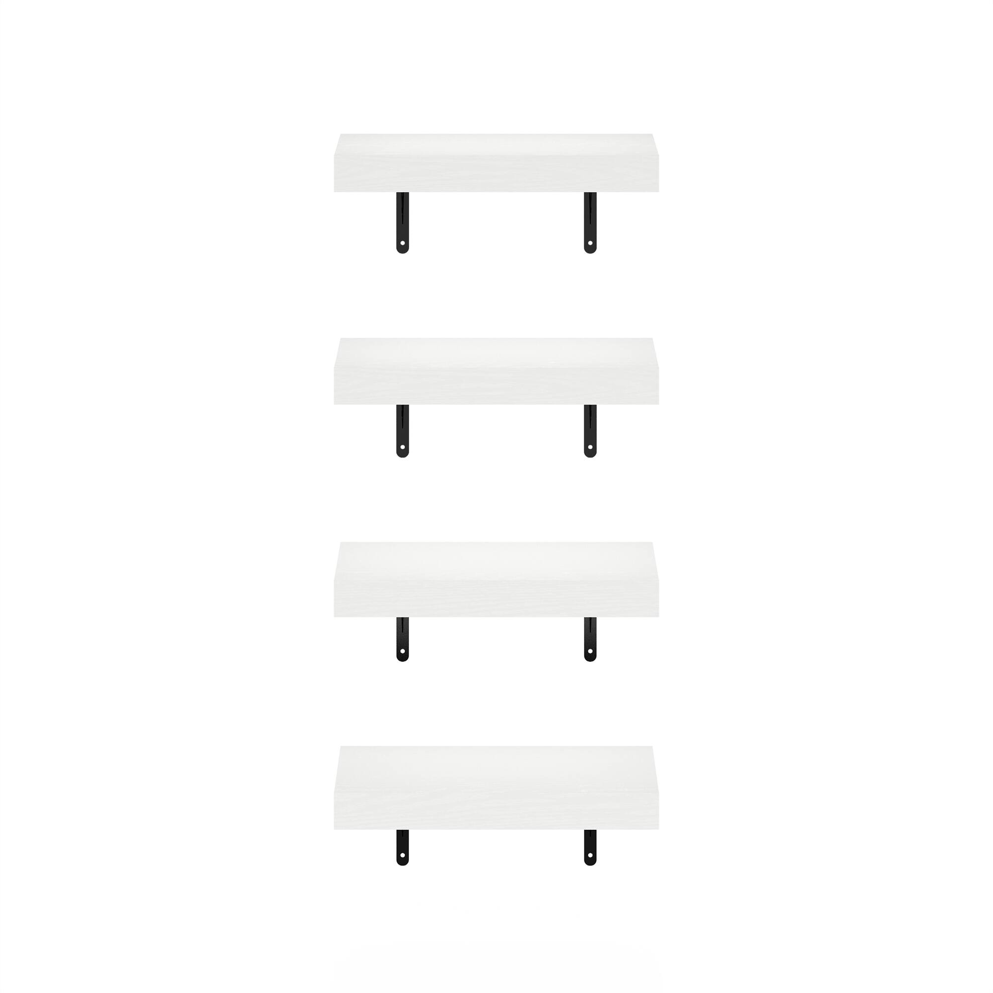Alt View 2. Furinno - Tanna 15-Inch Wall Mounted Floating Display Shelves,  Set of 4 - White Texture.