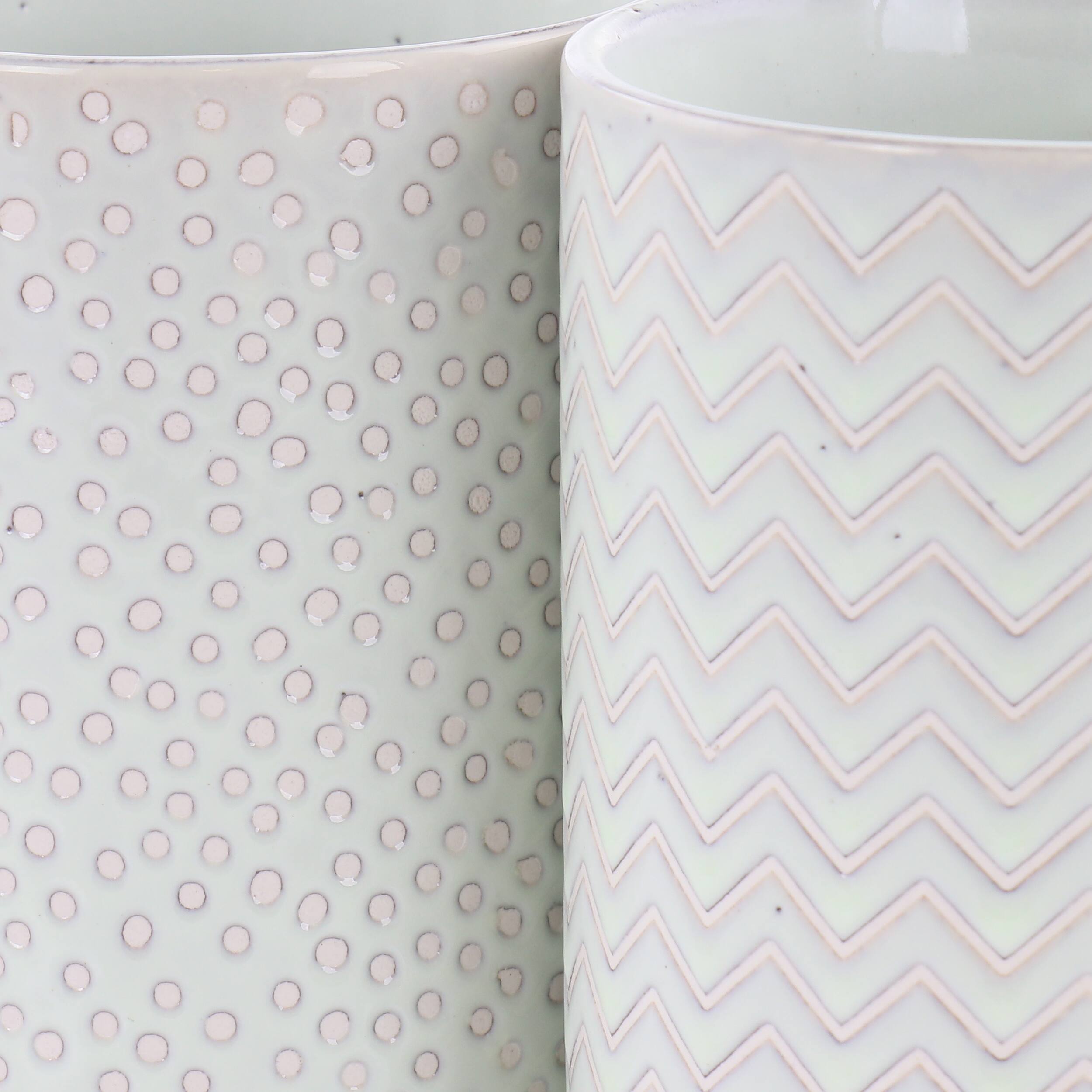 Alt View 2. Gibson - Laurie Gates Madrina 4 Piece 19 Ounce Stoneware Assorted Designs Mug Set in Mint - Mint.