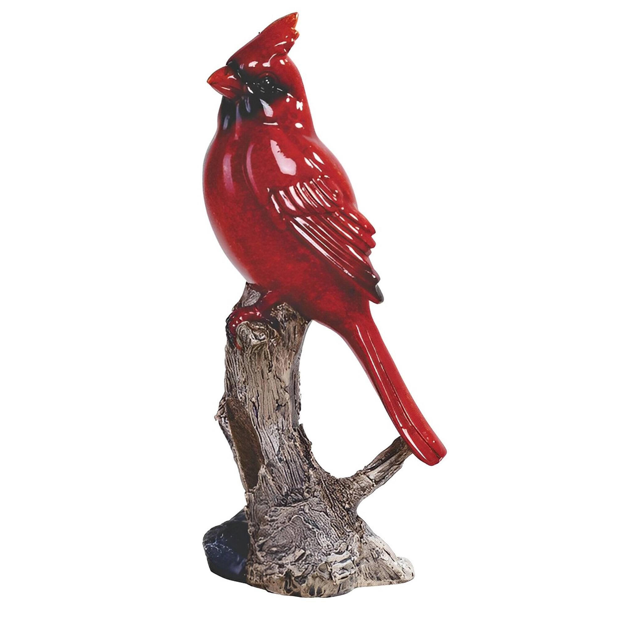 FC Design - 7"H Northern Cardinal Standing on Tree Trunk Figurine Statue Office Desk Tabletop Home Decor Gift - Multi-Color