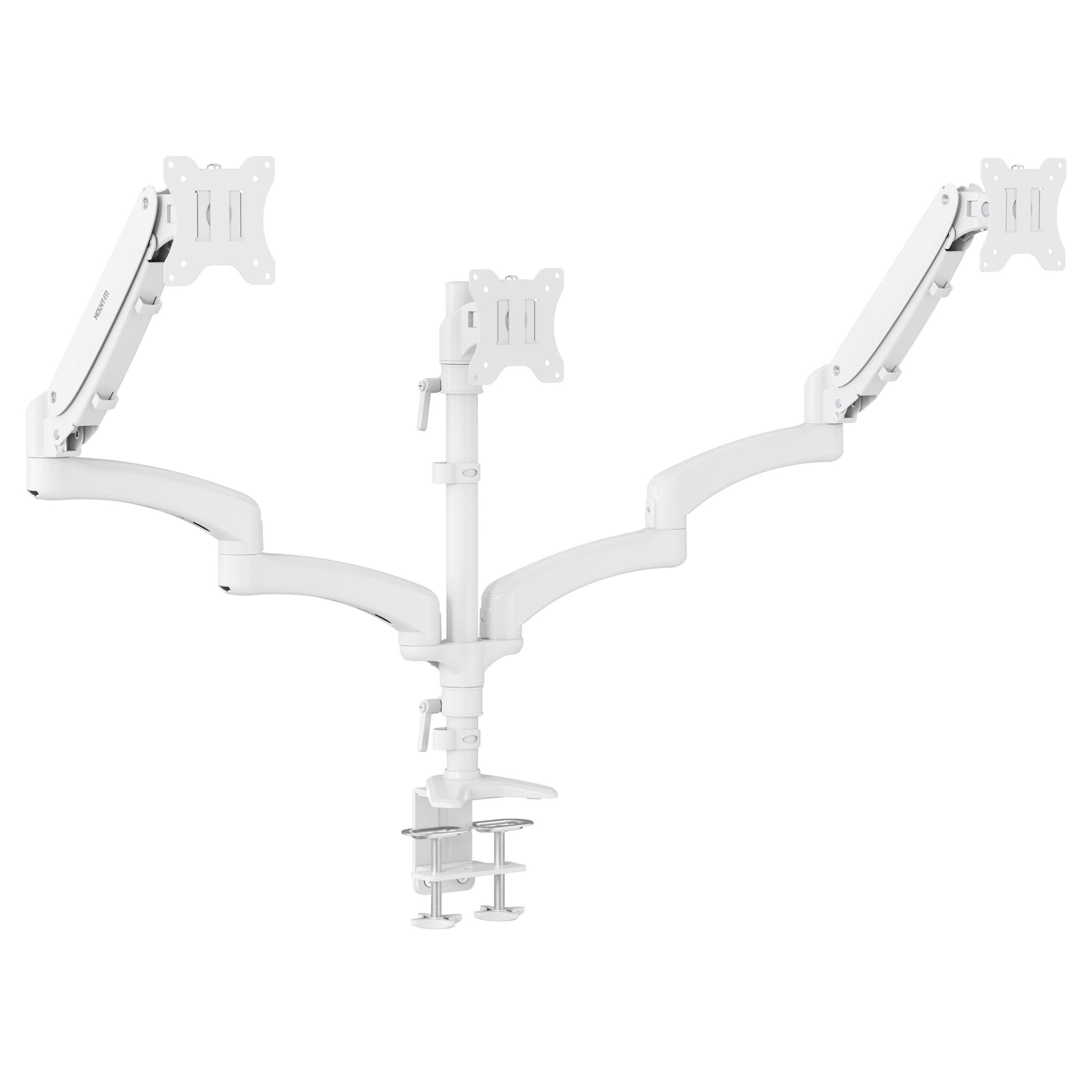 Alt View 5. Mount-It! - Triple Monitor Desk Mount with Gas Spring Arms for Monitors up to 32″, White - White.