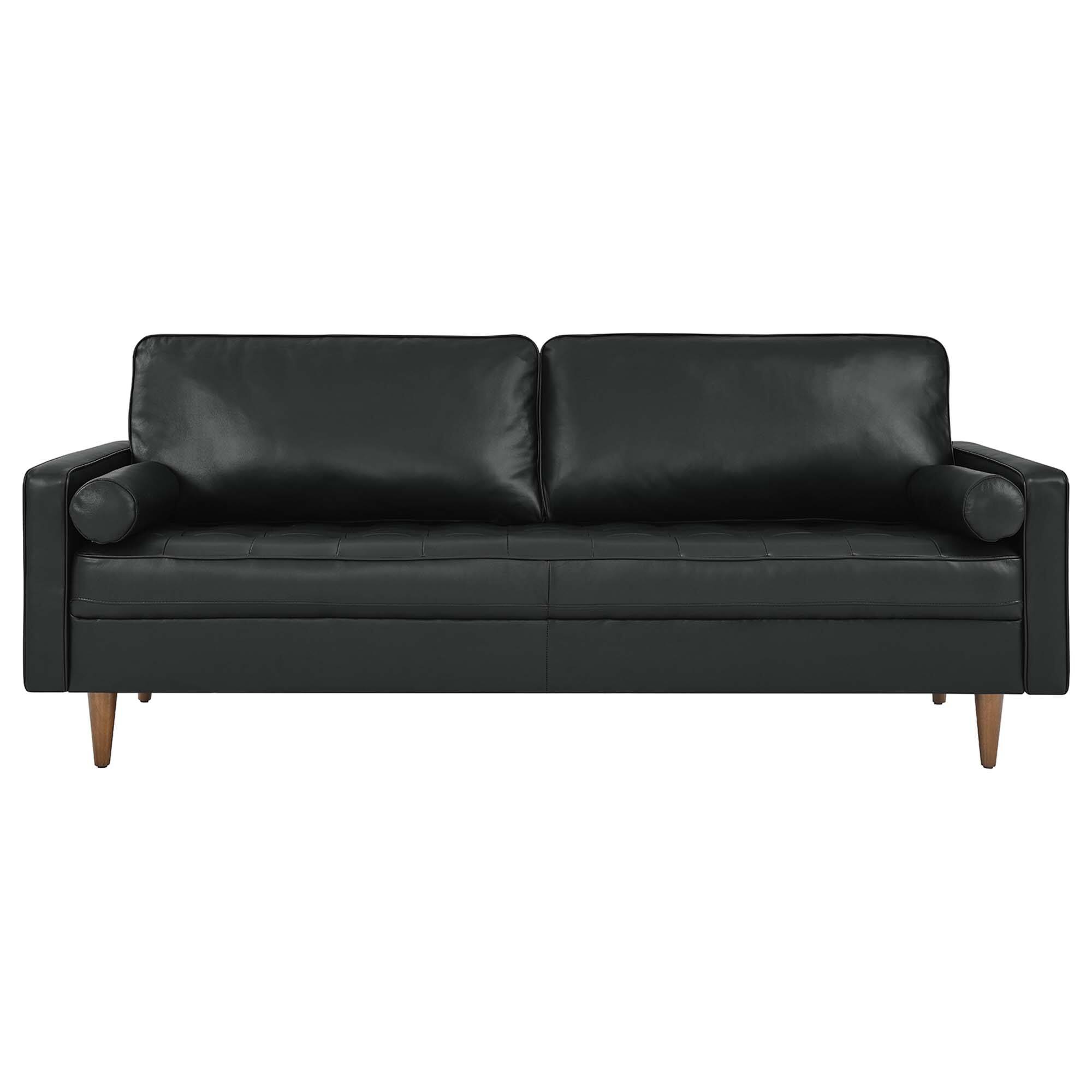 Alt View 1. Modway - Valour 81" Leather Sofa by Modway - Black.