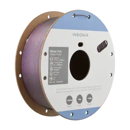 INSIGNIA Glitter PLA Violet Frost
Diameter: 1.75mm ± 0.02mm
Printing Speed: Up to 300mm/s
Printing Temp: 190-230°C
Bed Temp: 25-60°C
Fan: On
Batch NO: A7812062121
Compatible with Bambu Lab, Creality, Snapmaker, Elegoo, Anycubic, Prusa, Research, Flashforge, Sovol, Qidi Tech, and other 1.75mm FDM 3D Printers
1.75mm DIAMETER
1kg NET WT. -155g SPOOL WT.