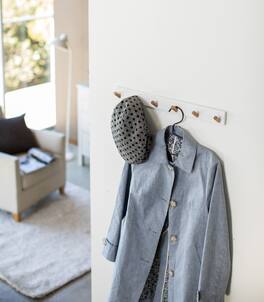 Yamazaki Home - Wall-Mounted Coat Rack - Steel + Wood - White