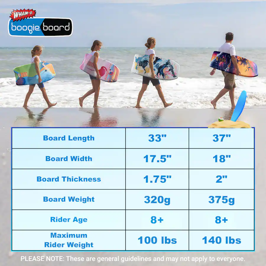 Fun Core For Kids Boogie Board 2 Pack 37 Inch Body Board with Wrist Leash Fiberclad Cover ...