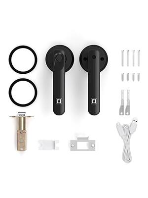 Alt View 2. Wrightmaster - 2-in-1 Aluminum Smart Handle Lock with Fingerprint & Key - Black.