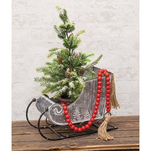 Angle. BreeBe - *Red Wooden Bead Garland - Red.