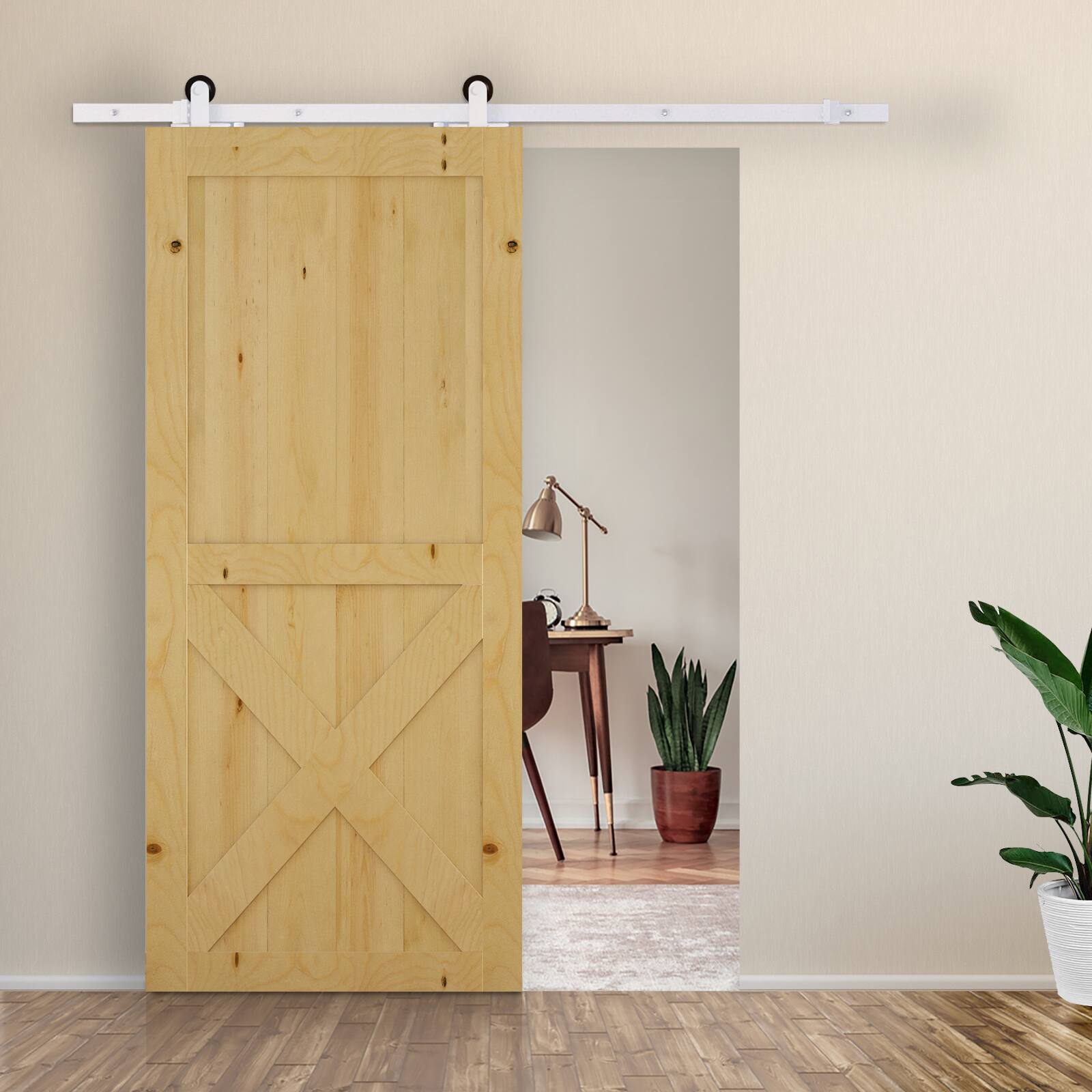 Alt View 8. Homcom - Rustic Interior Sliding Barn Door Mounting Hardware Kit -.