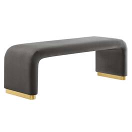 Koda Performance Velvet Waterfall Long Bench by Modway - Gray