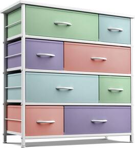 Sorbus - Dresser with 8 Drawers - Storage Chest Organizer with Steel Frame, Wood Top, Handles, Fabric Bins - Pastel