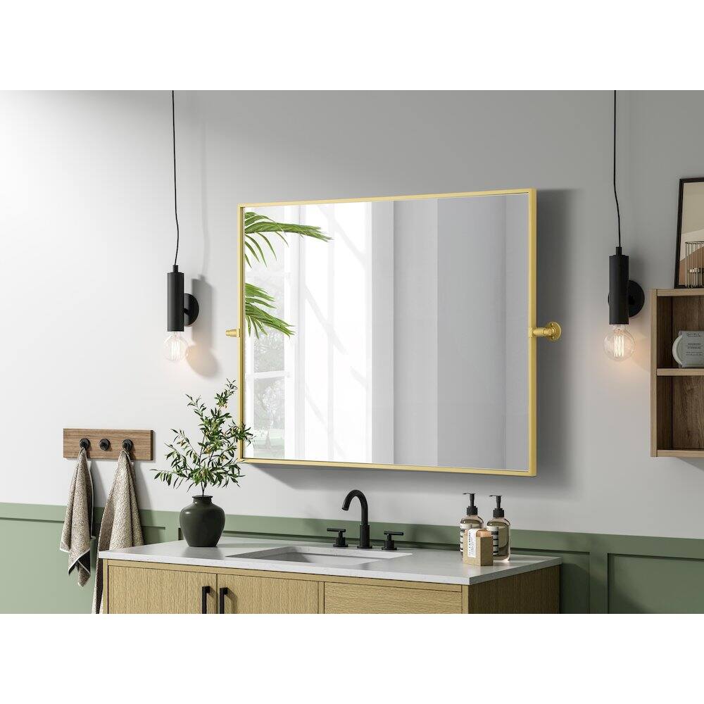 Alt View 9. Elegant Kitchen and Bath - Amoura 40X30 Pivot Mirror In Brass - Brass.