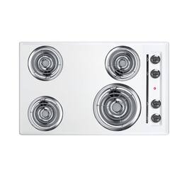 SUMMIT - 30" Wide 4-Burner Coil Cooktop - White