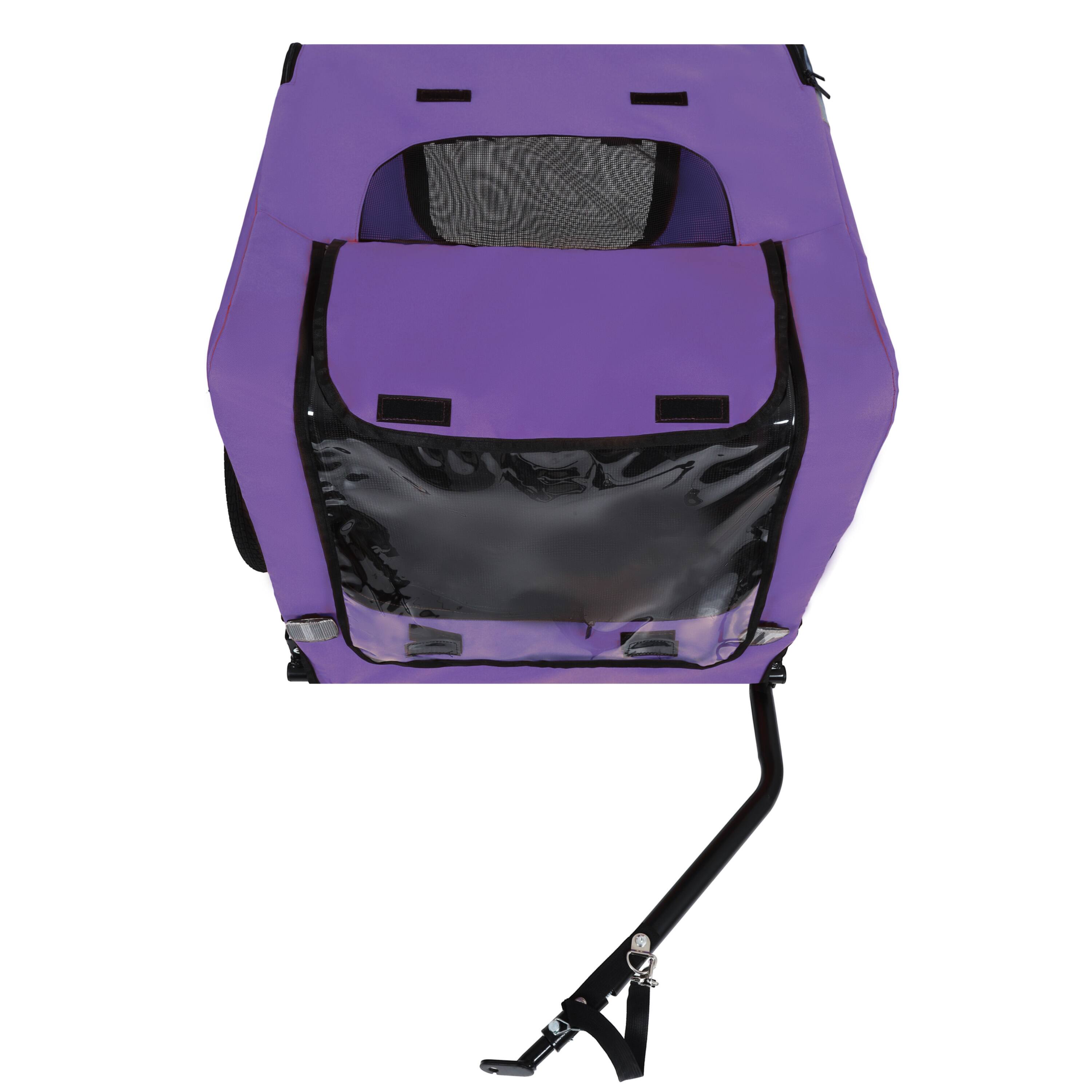 Alt View 4. TinyHomie - Outdoor Heavy Duty Collapsible Pet Bike Trailer 16inch  Wheels Universal Hitch Purple.