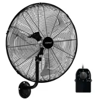 Costway 20" Wall Mount Fan with 3-Speed Options 85° Oscillation 30° Tilt 6 FT Cord - Black - Front_Zoom