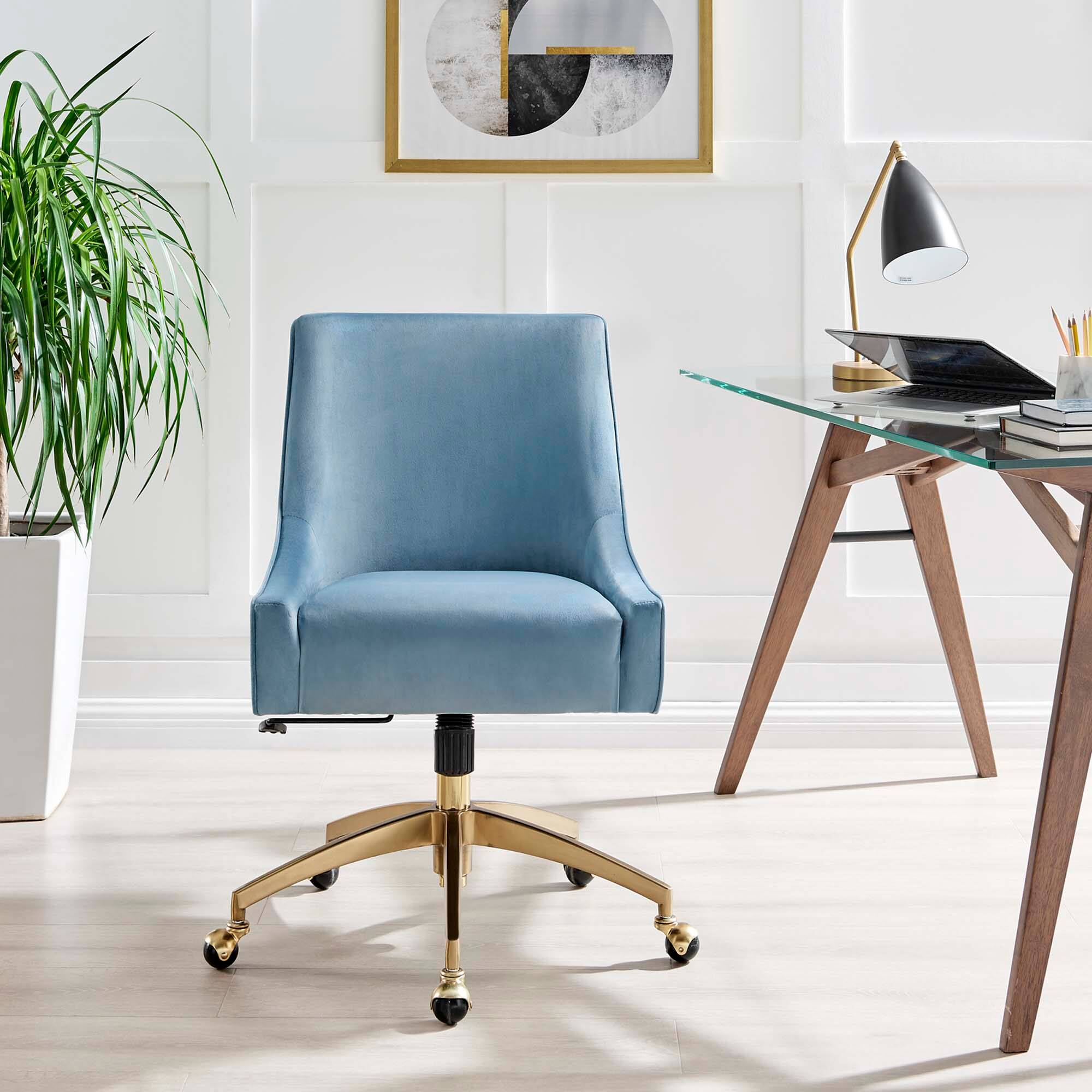 Alt View 3. Modway - Discern Performance Velvet Office Chair by Modway - Blue.