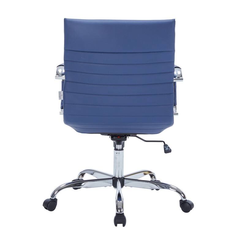 Alt View 7. LeisureMod - Harris Mid-Back Leather Office Chair Adjustable Height Tilt Computer Task Chair with 360-Degree Swivel - Navy Blue.