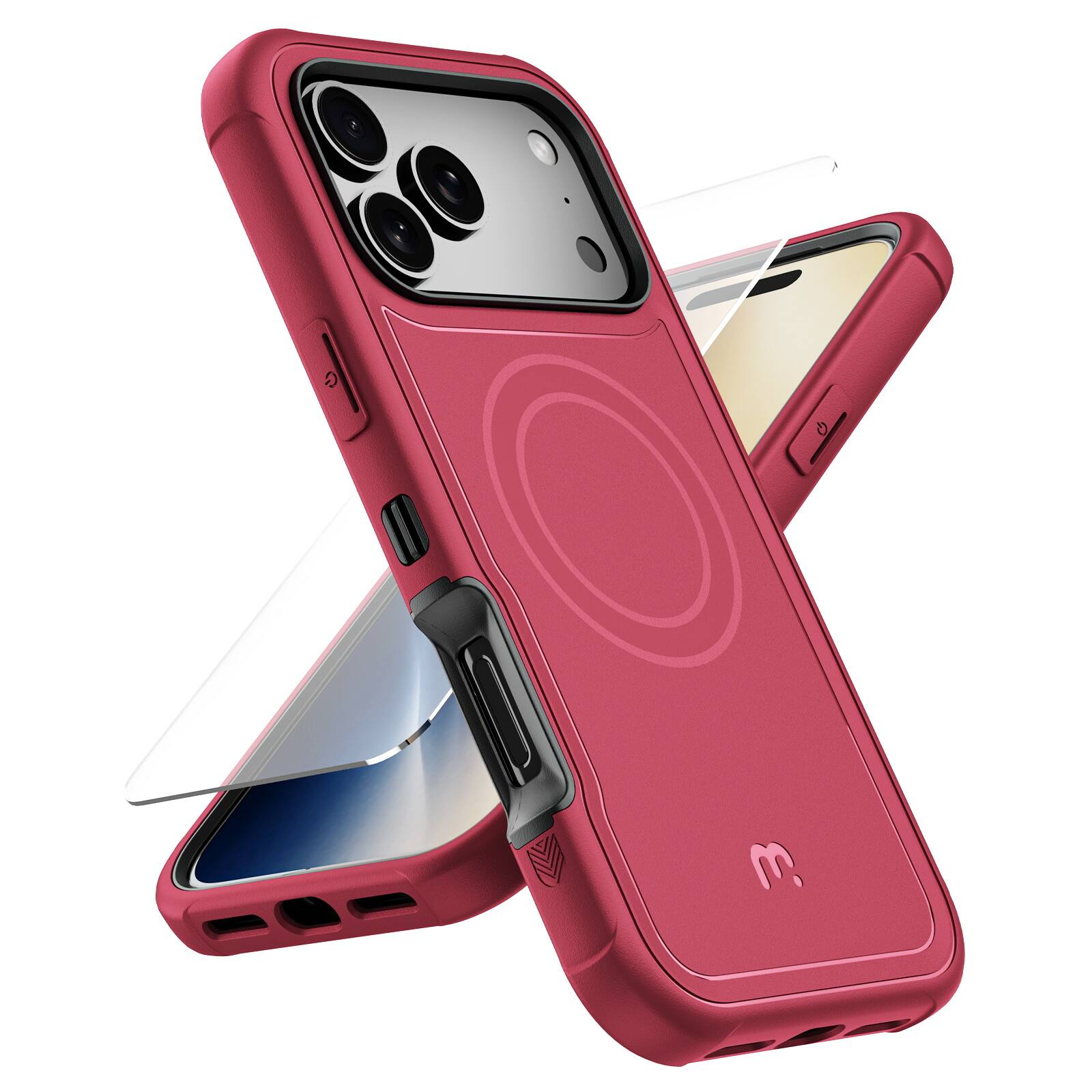 Front. Mybat Pro - MyBat Pro Maverick Series Rogue Edition MagSafe Case for Apple iPhone 18 Pro Max / 17 Pro Max - Dark Cherry - Red.