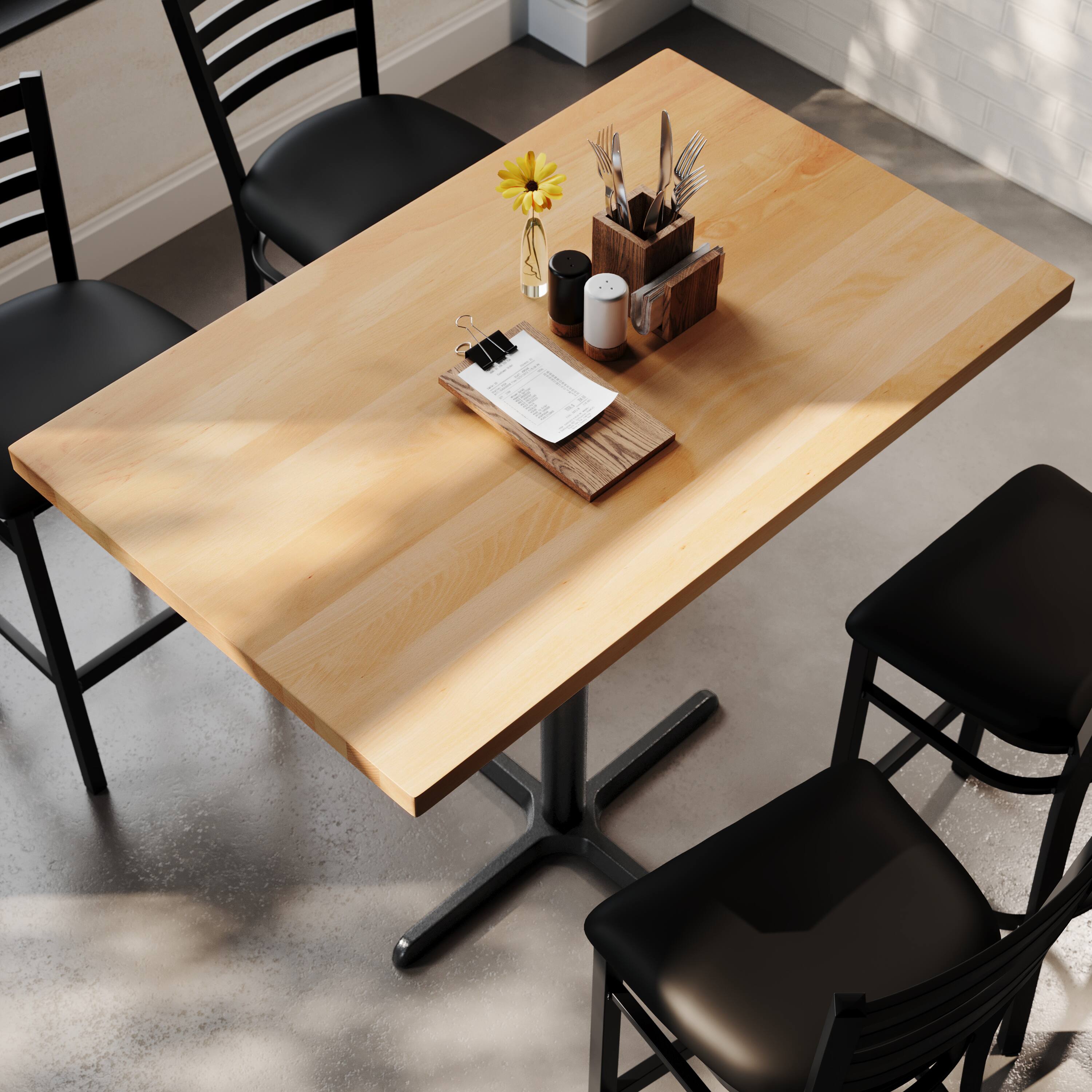Alt View 3. Flash Furniture - Bennett 30" x 48" Solid Wood Commercial Indoor Tabletop in Natural with 23.5" x 29.5" Bar Height Rust-Resistant Black Ca - Natural.