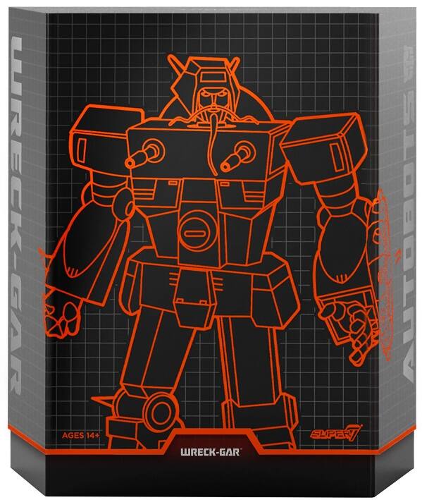 Sure, here is the corrected and grouped text from the image:

- WRECK-GAR
- AGES 14+
- SUPER
- AUTOBOT