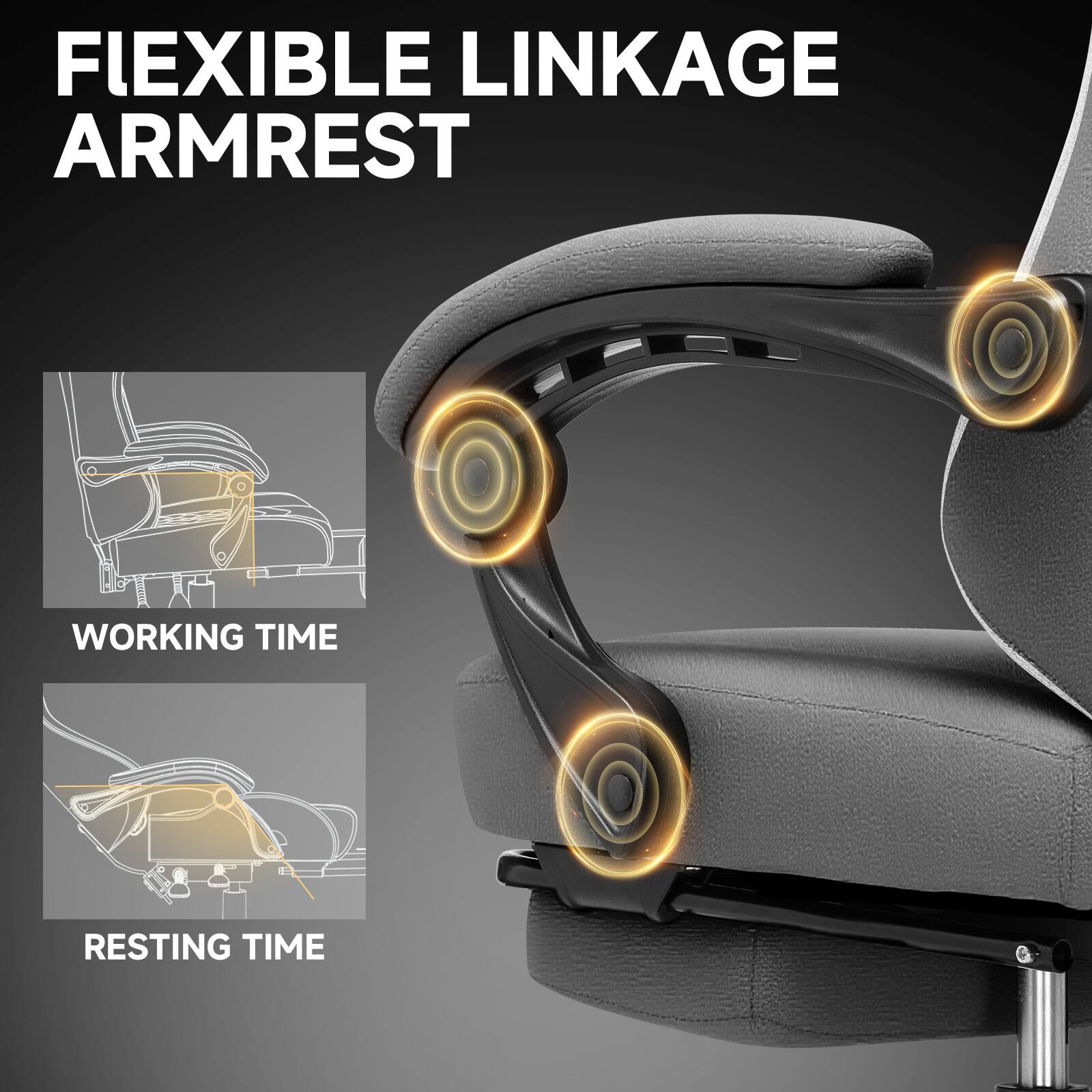 FLEXIBLE LINKAGE ARMREST

WORKING TIME

RESTING TIME