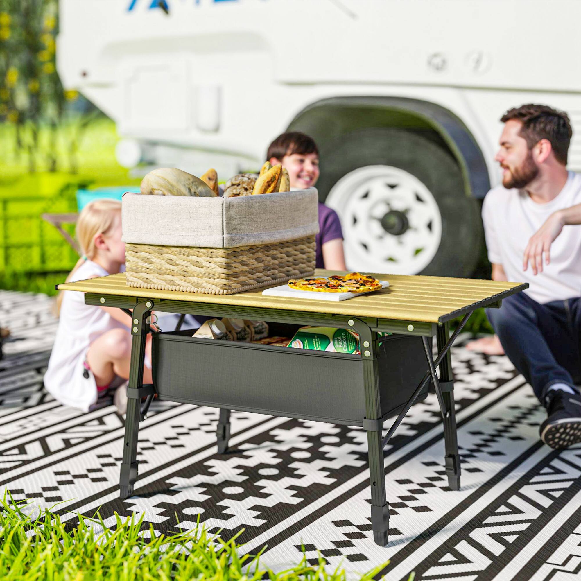 Outsunny 3ft Portable Camping Table with Storage Bag, Adjustable