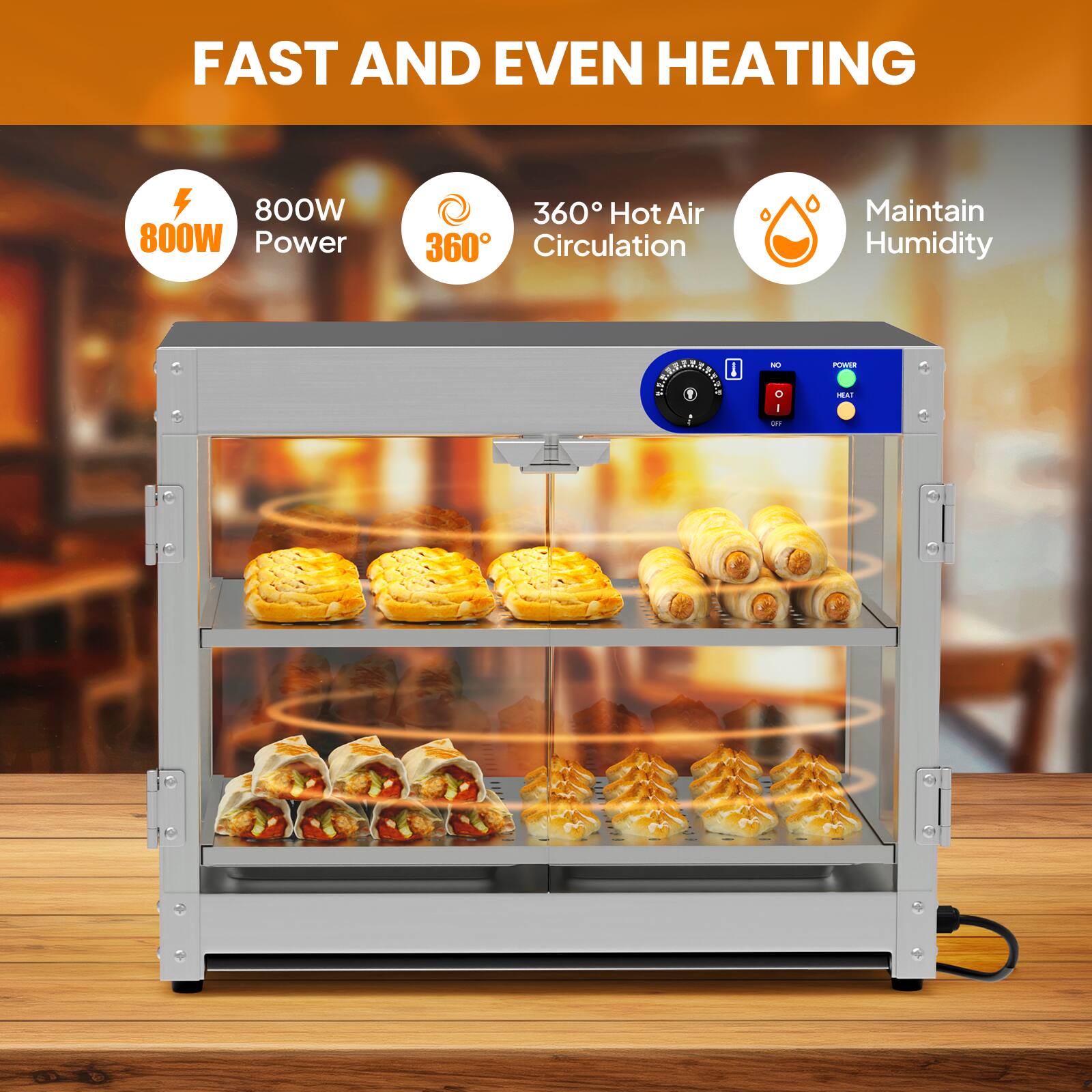 FAST AND EVEN HEATING

800W Power

360° Hot Air Circulation

Maintain Humidity