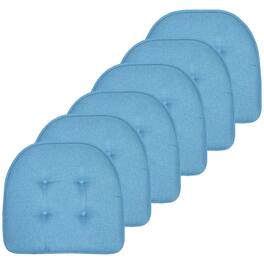 Sweet Home Collection - Solid Color U Shaped Memory Foam 17" x 16" Chair Cushions, 6-Pack - Turquoise