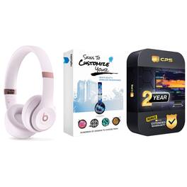 Beats - Solo 4 Bluetooth Wireless On-Ear Headphones with MightySkins Protective Skins and 2 Year Extended Warranty Bundle - Cloud Pink
