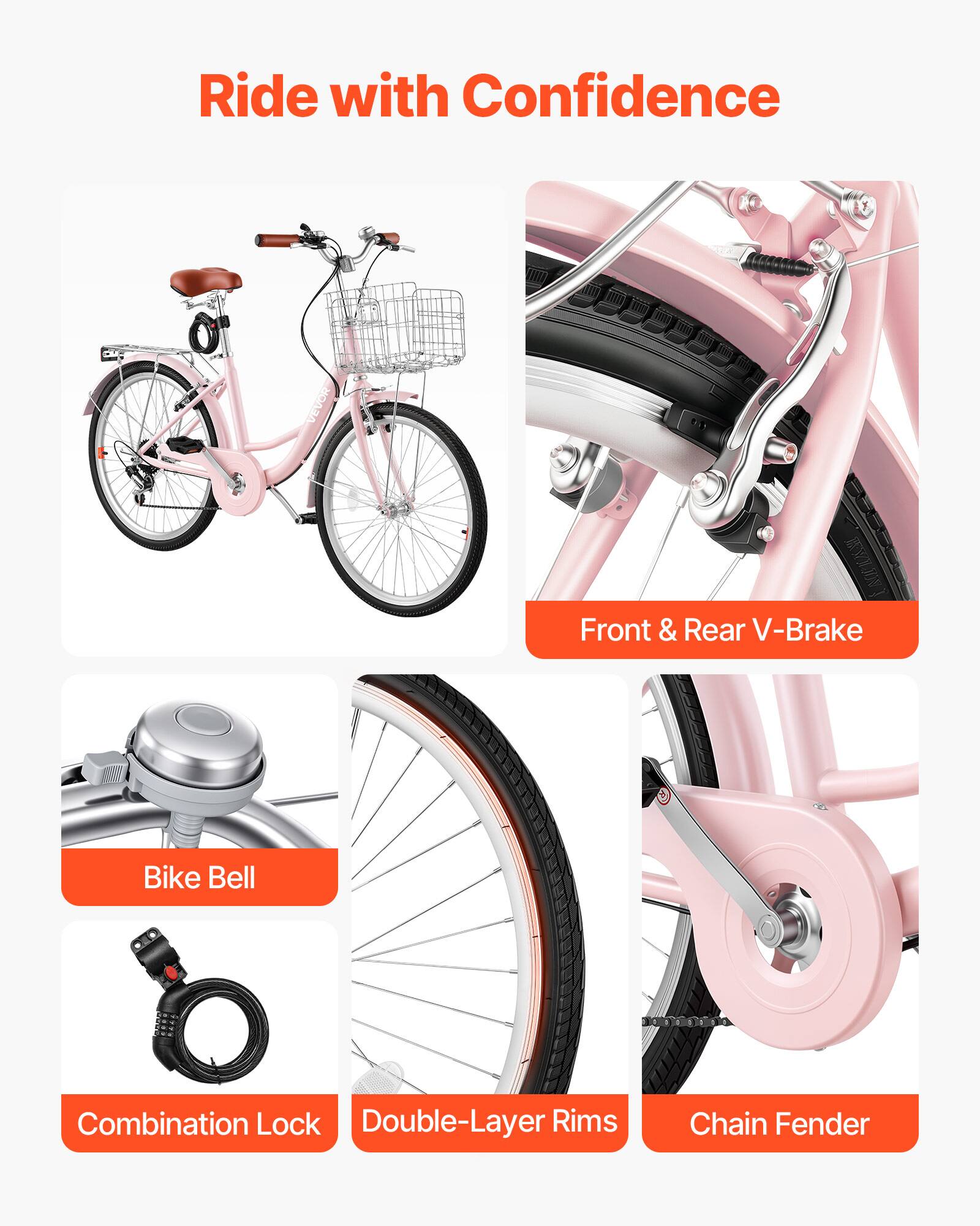 Ride with Confidence

VETOR Front & Rear V-Brake Bike Bell Combination Lock Double-Layer Rims Chain Fender