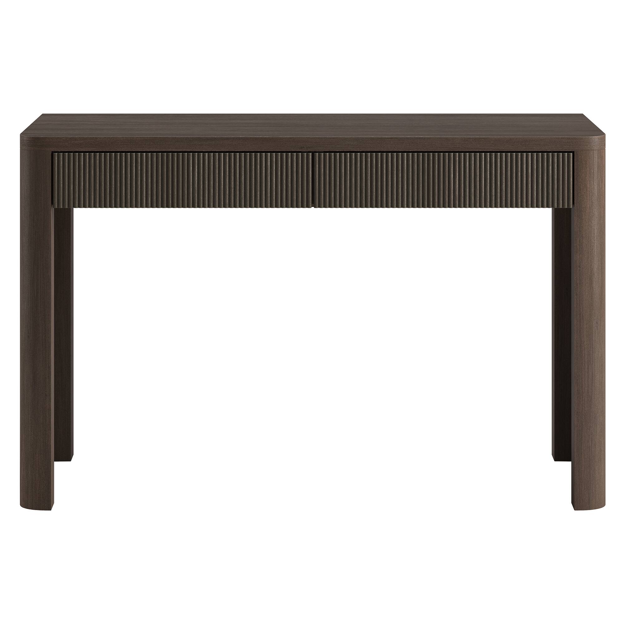 Back. Hudson&Canal - Palmera 47.5" Wide Rectangular Fluted Desk in Brown Oak - Brown.