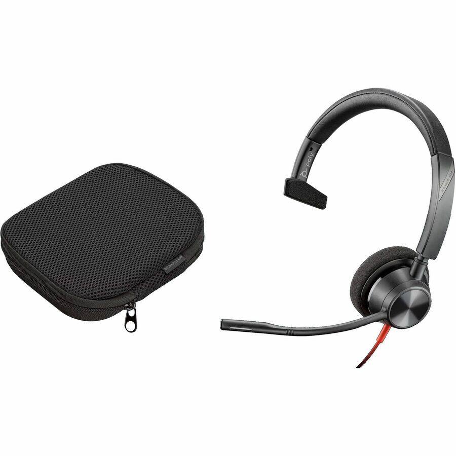Alt View 3. HP - Poly Blackwire 3310 Microsoft Teams Certified Headset +USB-C/A Adapter TAA - Mono - USB Type C, Mini-phone (3.5mm) - Wir - Black.