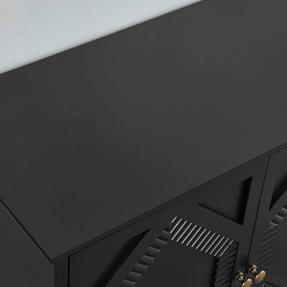 Back. Kadyn - 65.2" Mid Century Modern Sideboard Buffet Cabinet, Accent Coffee Bar Wine Bar Storage Cabinet, Black - Black.