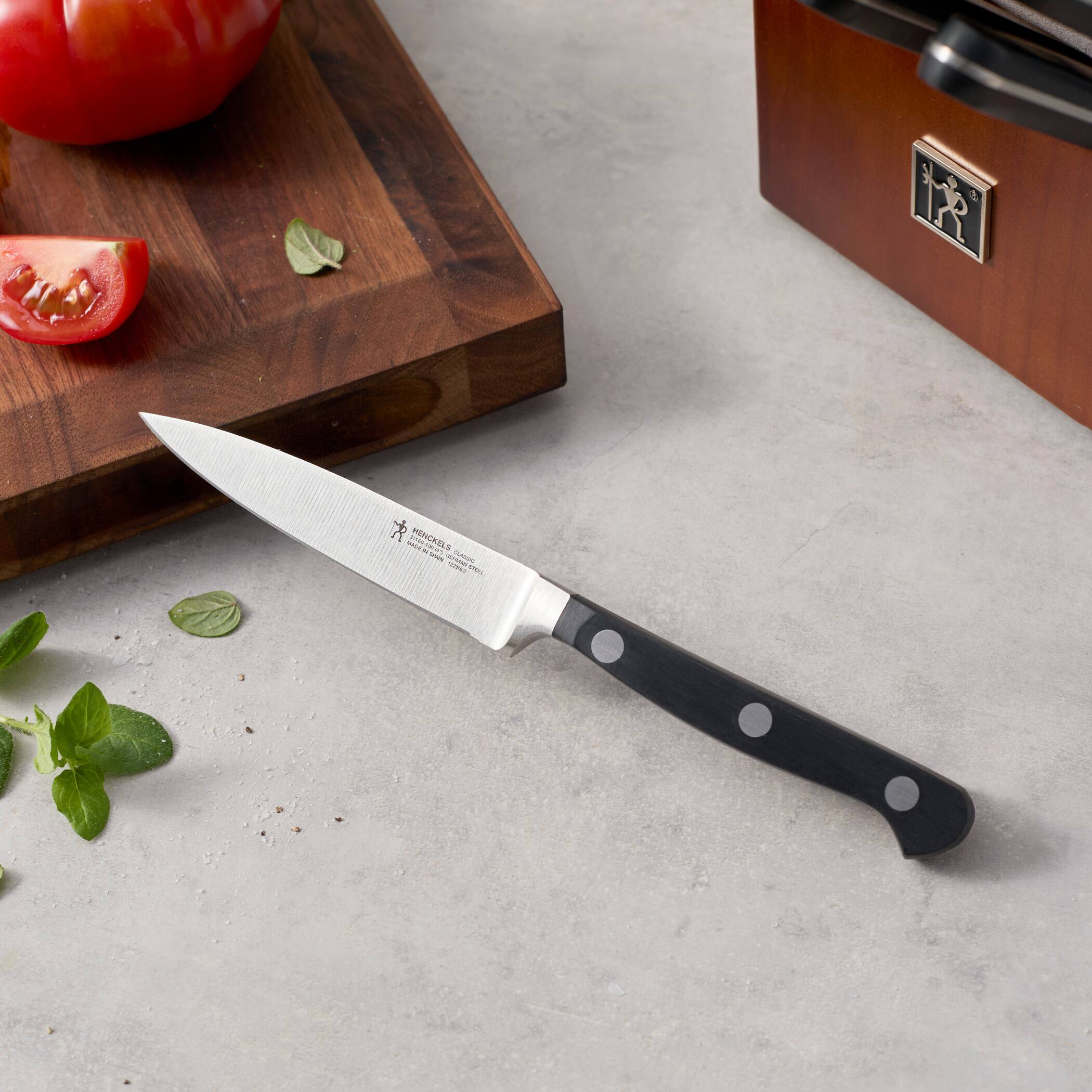 Alt View 1. Henckels - HENCKELS Classic Razor-Sharp 16-pc Knife Block Set, Chef Knife, Bread Knife, Carving Fork and Knife, , Dark Brown Block - Ash.