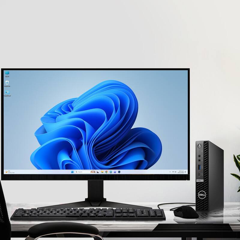 Alt View 1. Dell - OptiPlex 7000 Tiny Computer Desktop PC | Intel Core i5-12th Gen | 16GB DDR4 RAM | 256GB | 24" LED | WiFi | Win11 - Black.