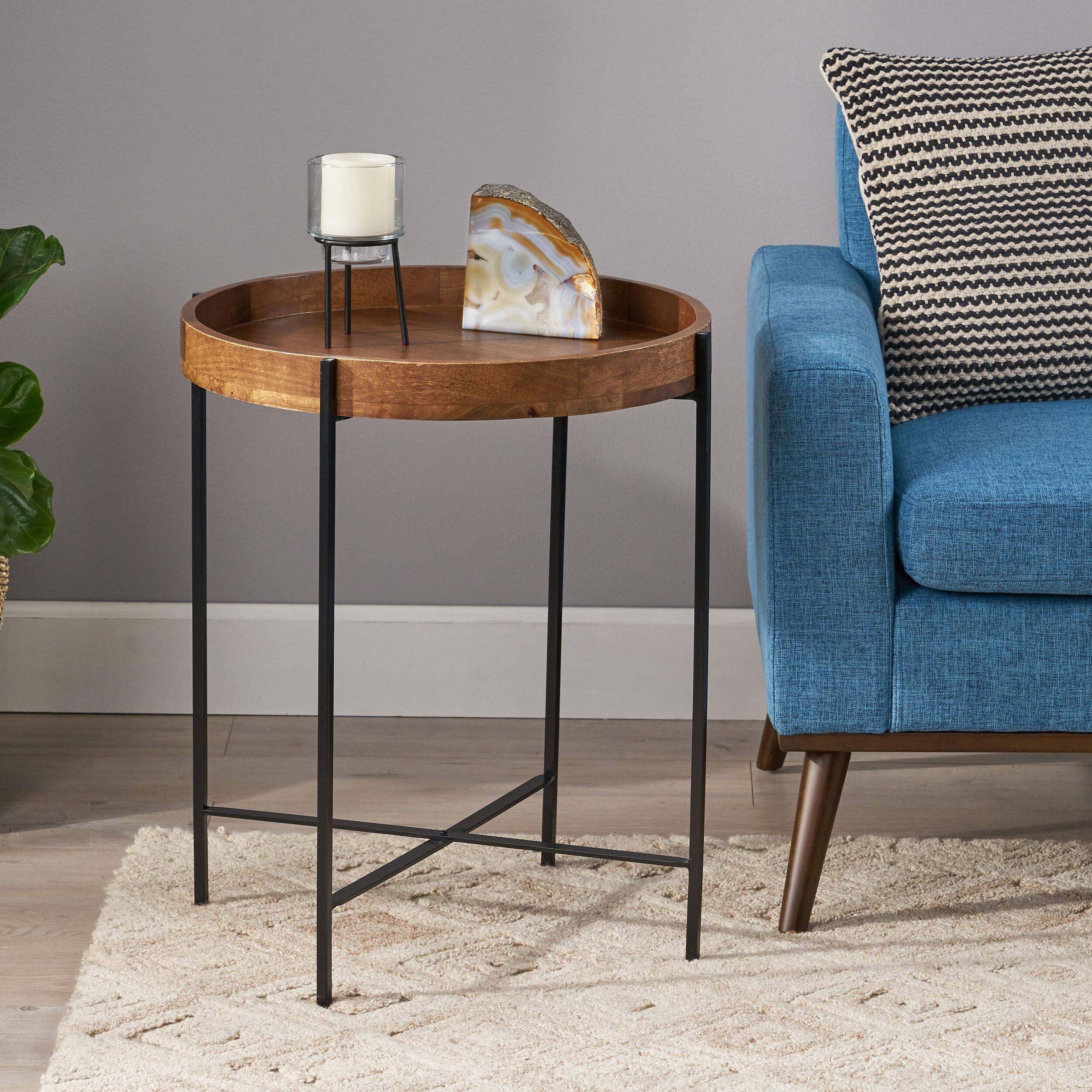 Alt View 5. Ecooso - Round End Table, Modern Small Accent Table for Bedroom, Office, or Living Room - Natural.