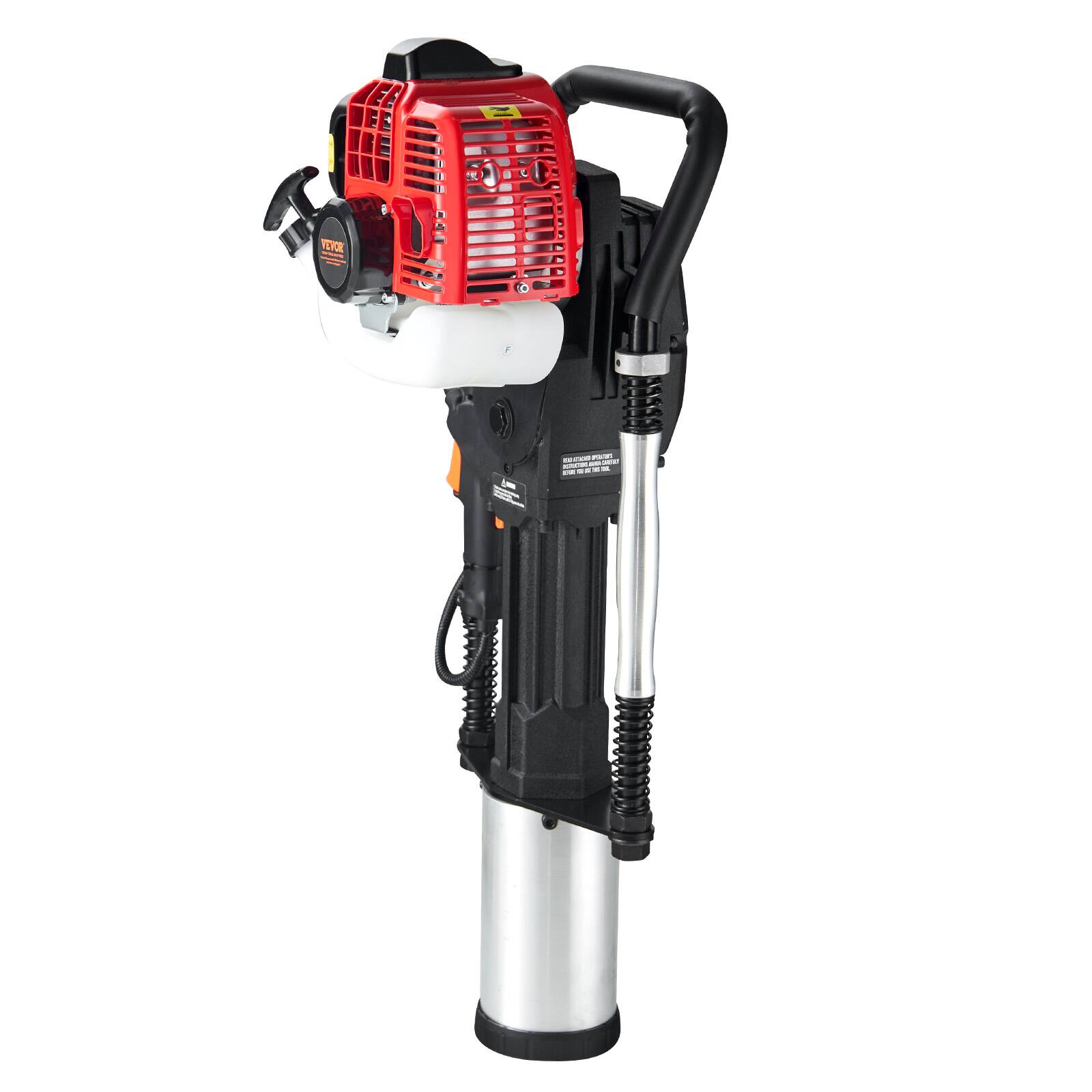 Alt View 5. VEVOR - 52cc Gas-Powered T Post Driver, 2-Stroke Engine Gasoline Fence Piling Pounder, 1300W Portable Piledriver - Black, Silver.